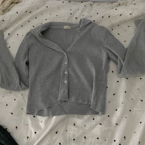 brandy melville collared grey sweater